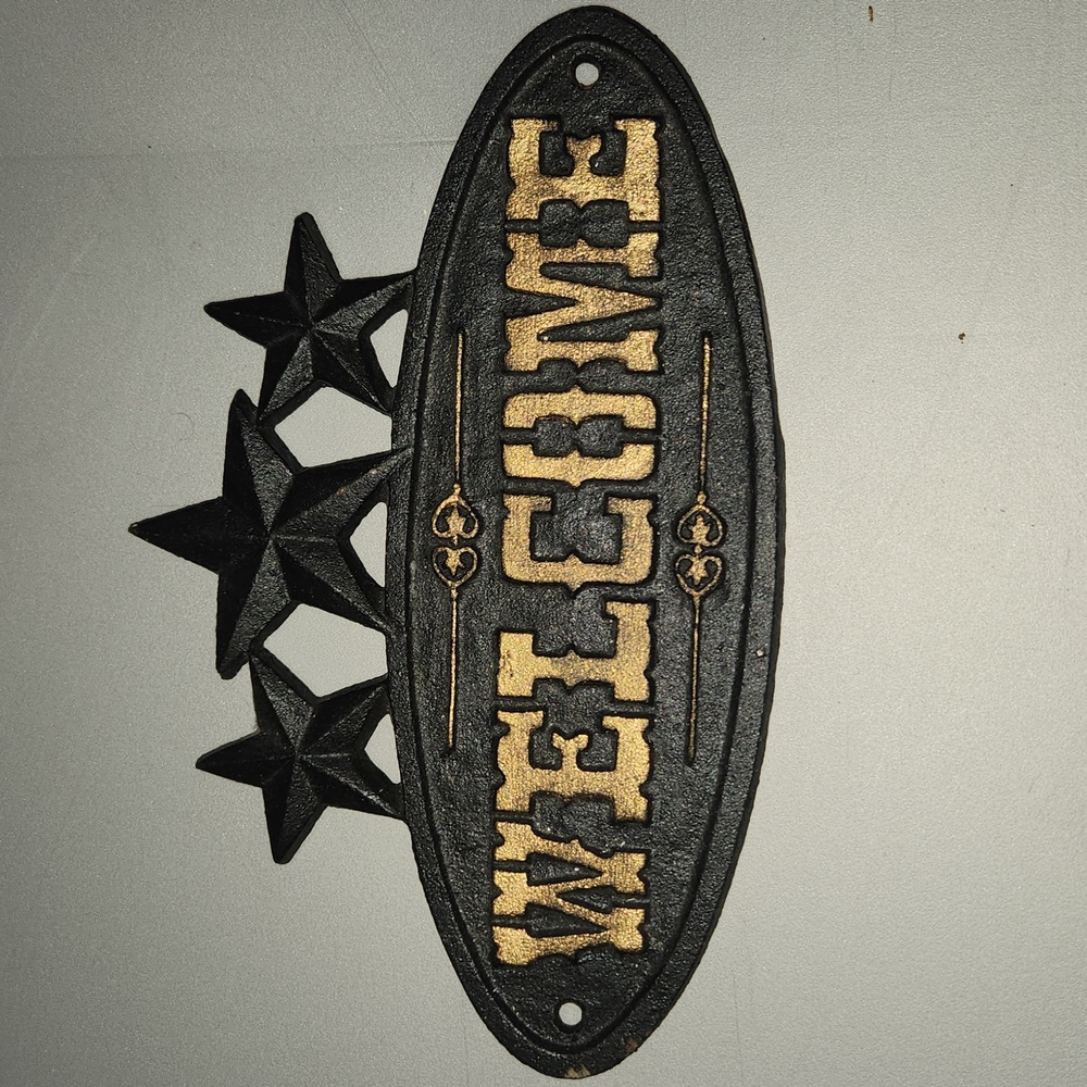 Cast iron Welcome sign